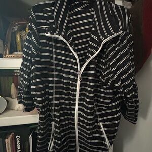 Black and White Striped Women's Jacket
